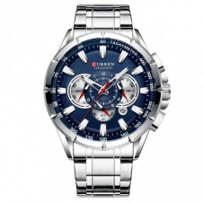 Водостійкий кварцовий годинник Curren Rodos silver