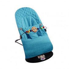 Дитячий шезлонг-гойдалка SBT group BABY Balance Soft A1 з дугою з іграшками синій в клітинку/бавовна (BBT-13-00)