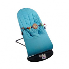 Дитячий шезлонг-гойдалка SBT group BABY Balance Soft A1 з дугою з іграшками синій колосок/бавовна (BBT-11-00)