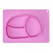Силіконова тарілка-килимок "Зайчик" Mega Zayka MGZ-0119 (Pink) 19х27 см