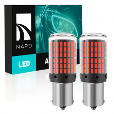 Комплект світлодіодних ламп Napo LED 1156-3014-144smd P21W 1156 BA15S 2 шт Червоний (2519683061)