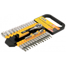 Набір торцевих насадок MASTERTOOL PROFI CrV 1/4" 4-14 мм подовжувач 100 мм тріскачка 72Т 28 шт 78-1428