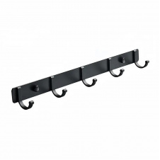 Вішалка настінна універсальна Boer з 5 гачками 35 см Black (H051345)