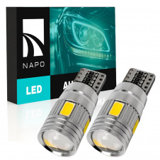 Комплект світлодіодних ламп Napo T10-5630-6smd-Lens W5W T10 2 шт Білий (2518542056)