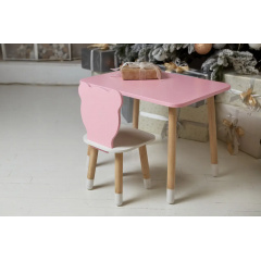Столик дитячий та стільчик No Brand Ведмедик 46х60х45 см Рожевий (2031836678) Лосиновка