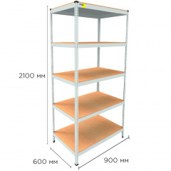 Металевий стелаж Emby Light Series 2100х900x450 мм 5 полиць ДСП до 100 кг Славута
