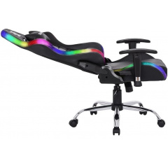 Геймерське крісло Defender Ultimate поліуританове з RGB підсвічуванням Чорний Киев