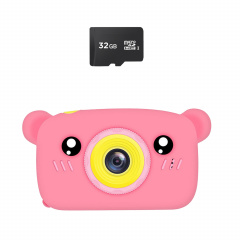 Дитячий цифровий фотоапарат Smart Kids KM-89 Ведмедик Teddy Full HD, 12 МП Рожевий + Карта пам'яті 32 ГБ Софиевская Борщаговка