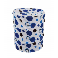 Кошик для зберігання іграшок та речей текстильний UKC 42х48 см Білий з синіми горошинами Сміла