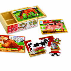 Дерев'яний пазл 4 в 1 Melissa&Doug "Тварини на фермі" 12х4 елементів 15х20 см MD13793 Косів