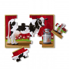 Дерев'яний пазл 4 в 1 Melissa&Doug "Тварини на фермі" 12х4 елементів 15х20 см MD13793 Косів