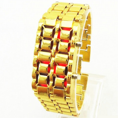 Годинник-браслет Iron Samurai LED Watch золотистий з червоними світлодіодами (IBW012YR) Тернопіль