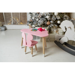 Столик дитячий та стільчик No Brand Хмара Метелик 46х70х40 см Рожевий (2028215876) Буча