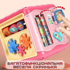 Дитяча Розвиваюча Іграшка Сортер Монтессорі Інтерактивний Бізікуб Aiyingle Рожевий (732) Іршава