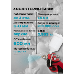 Краскопульт пневматичний Intertool PT-0104 HVLP 600 мл Київ