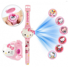 Дитячий наручний годинник проекційний Takara Tomy Hello Kitty Рожевий (484492649) Краматорск