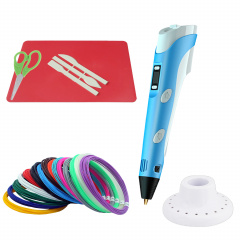 3D ручка c LCD дисплеем 3DPen Hot Draw 3 Blue+Досточка+Ножницы+Комплект эко пластика для рисования 209 метров Хмельницький
