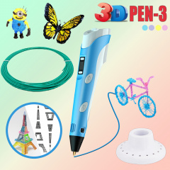 3D ручка c LCD дисплеем и комплектом эко пластика для рисования 3DPen Hot Draw 3 Blue Калуш