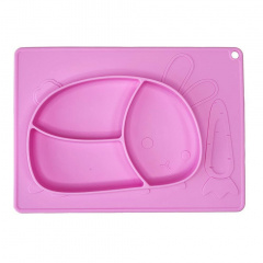 Силіконова тарілка-килимок "Зайчик" Mega Zayka MGZ-0119 (Pink) 19х27 см Новая Прага
