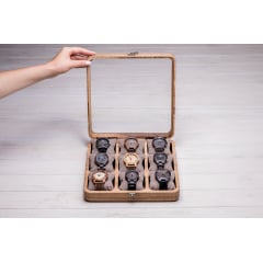 Органайзер на 9 секцій для наручних годинників ecoWalnut 7х26.5х26.5 см Київ