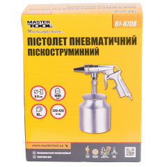 Пістолет піскоструминний MASTERTOOL Ø6 мм конус 320-420 л/хв 10 бар НБ 1000 мл 81-8708 Харьков