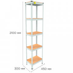 Металевий стелаж Emby Light Series 2100х450x300 мм 5 полиць ДСП до 100 кг Доманёвка