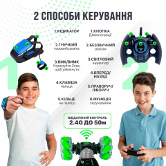 Машинка перевертиш на радіокеруванні Skid Ding Машинка від руху руки управління жестами і пультом Зелений Королёво