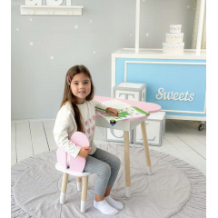 Стіл дитячий No Brand Хмара з нішою та стільчиком Метелик Біло-рожевий (2389156212) Ізмаїл