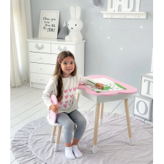 Стіл дитячий No Brand Хмара з нішою та стільчиком Метелик Біло-рожевий (2389156212) Ізмаїл