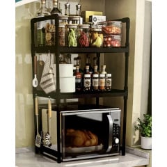 Полиця-стелаж для кухонного приладдя з гачками UKC YH-6616-2 48х26х71 см Чорний Новое