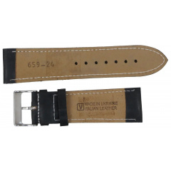 Ремінець для годинника Mykhail Ikhtyar зі шкіри 24 мм Чорний (S659-24S black) Запоріжжя