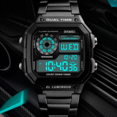 Чоловічий годинник Skmei 1335 Ripple Black Городок