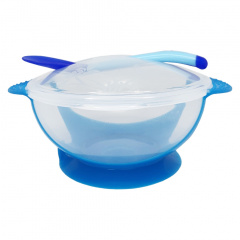 Тарілка на присосці прозора Mega Zayka MGZ-0100 (Blue) з термоложкою та кришкою Каменка-Днепровская