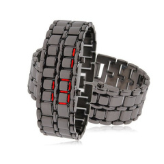 Годинник-браслет Led Watch Iron Samurai, Чорний з червоними світлодіодами ( IBW012BR ) Київ