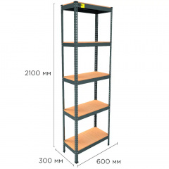 Металевий стелаж Emby Light Series 2100х600x300 мм 5 полиць ДСП до 100 кг Полтава