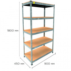 Металевий стелаж Emby Light Series 1800х900x450 мм 5 полиць ДСП до 100 кг Оцинкований Березнегувате