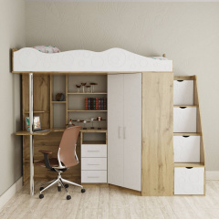 Ліжко-горище дитяче Art in Head Binky ДС37А 233.2x180x83.2 см Дуб Тахо Білий (BK02120020000) Долина
