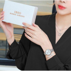 Годинник наручний жіночий в наборі Baosaili BOX IBSO Сріблястий Вишневе