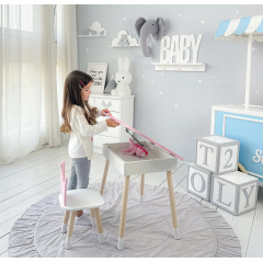 Стіл дитячий No Brand Хмара з нішою та стільцем Корона Біло-рожевий (2389164324) Днепрорудное