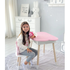 Стіл дитячий No Brand Хмара з нішою та стільцем Корона Біло-рожевий (2389164324) Днепрорудное