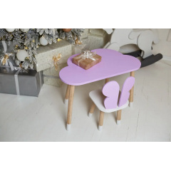 Столик дитячий та стільчик No Brand Хмарка Метелик 46х70х40 см Фіолетовий (2031760011) Ивано-Франковск