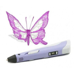 3D ручка з екраном 3D Pen Фіолетова з Набором Еко Пластика 49 метрів та Трафаретами Киев