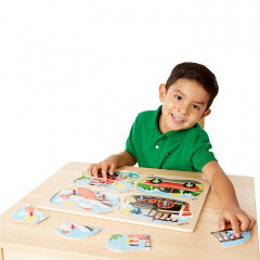 Дерев'яні пазли 4 в 1 "Транспорт" Melissa & Doug 4 пазли по 4 елементи MD9865 Гуляйполе