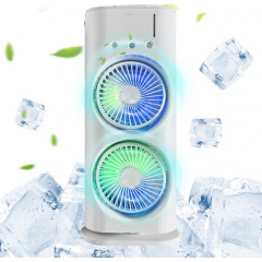 Вентилятор настільний OPT-TOP Double-ended Spray Fan подвійний з охолодженням LED підсвічування Пульт ДУ Білий (2104618502) Киев