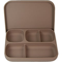 Детская пяти-секционная силиконовая тарелка с присоской с крышкой 2Life 700 мл Коричневый (vol-10197) Александрия