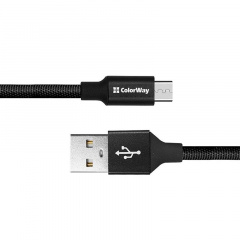 Кабель ColorWay USB/micro USB M/M 2.4А 0.25м Black CW-CBUM048-BK Ізюм