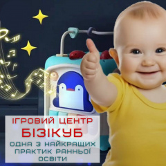 Розвиваюча Іграшка Сортер для Дітей Бізікуб 6в1 Звуковий з Музикою і Піаніно Aiyingle Блакитний (731) Львів