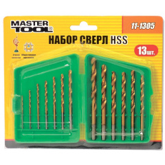 Набір свердлів для металу MASTERTOOL 13 шт HSS (1.5-6.5 мм) у пластиковій коробці титан 11-1305 Чернівці