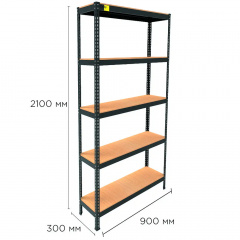 Металевий стелаж Emby Light Series 2100х900x300 мм 5 полиць ДСП до 100 кг Київ