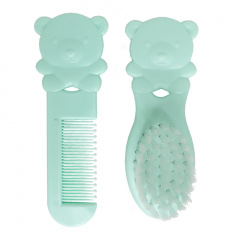 Набір дитячий гребінець і щітка "Ведмедик" Mega Zayka MGZ-0711(Turquoise) бірюзовий Пологи
